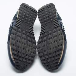 Valentino Navy Blue Suede And Leather Rockrunner Sneakers Size 45.5
