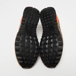 Pre Owned Valentino Multicolor Camouflage Print Leather, Canvas and Suede Rockrunner Low-Top Sneakers Size 40