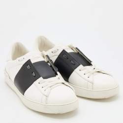 Valentino White/Black Leather Low Top Sneakers Size 42