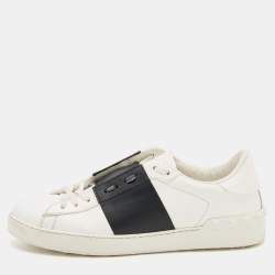 Valentino White/Black Leather Low Top Sneakers Size 42