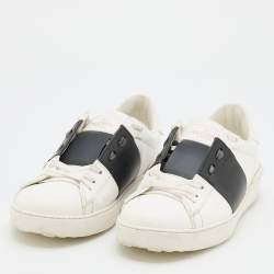 Valentino White/Black Leather Low Top Sneakers Size 42