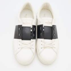 Valentino White/Black Leather Low Top Sneakers Size 42