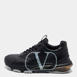 Pre Owned Valentino Black Leather Bounce Sneakers Size 42 