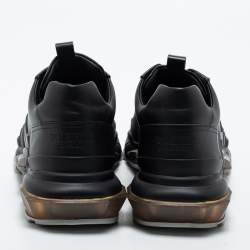 Pre Owned Valentino Black Leather Bounce Sneakers Size 42 