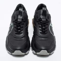 Pre Owned Valentino Black Leather Bounce Sneakers Size 42 