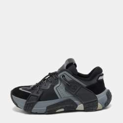 Valentino Black/Grey Leather, Suede and Fabric VLTN Wod Sneakers Size 44