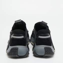 Valentino Black/Grey Leather, Suede and Fabric VLTN Wod Sneakers Size 44