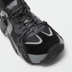 Valentino Black/Grey Leather, Suede and Fabric VLTN Wod Sneakers Size 44