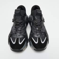 Valentino Black/Grey Leather, Suede and Fabric VLTN Wod Sneakers Size 44
