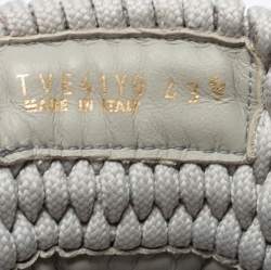 Pre Owned Valentino Grey/White Knit Fabric Lace Up Sneakers Size 43.5