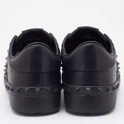Valentino Black Leather Rockstud Untitled Low Top Sneakers Size 39.5