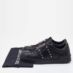Valentino Black Leather Rockstud Untitled Low Top Sneakers Size 39.5