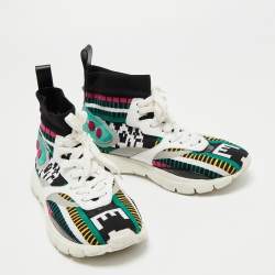 Valentino Multicolor Fabric and  Leather Lace Up Sneakers Size 40