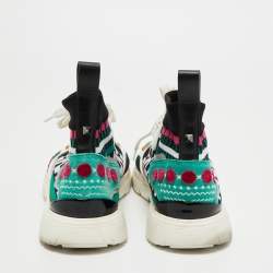 Valentino Multicolor Fabric and  Leather Lace Up Sneakers Size 40