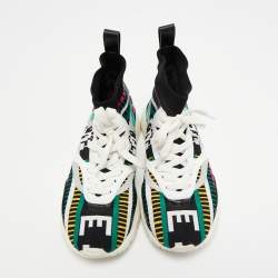 Valentino Multicolor Fabric and  Leather Lace Up Sneakers Size 40
