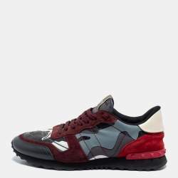 Valentino Multicolor Camouflage Canvas and Leather Rockrunner Sneakers Size 43