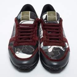 Valentino Multicolor Camouflage Canvas and Leather Rockrunner Sneakers Size 43