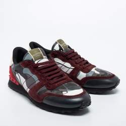 Valentino Multicolor Camouflage Canvas and Leather Rockrunner Sneakers Size 43