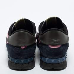 Valentino Multicolor Camouflage Canvas, Leather and Suede Rockrunner Sneakers Size 43