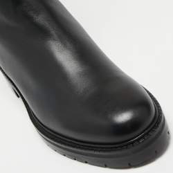 Pre Owned Valentino Black Leather Over the Knee Boots Size 39.5
