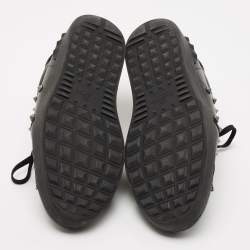 Pre Owned Valentino Black Leather Rockstud Low Top Sneakers Size 44