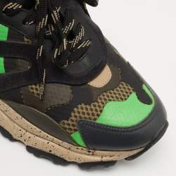 Valentino Multicolor Mesh And Leather Camouflage Bounce Low Top Sneakers Size 42