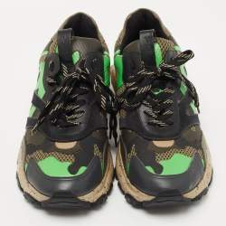 Valentino Multicolor Mesh And Leather Camouflage Bounce Low Top Sneakers Size 42