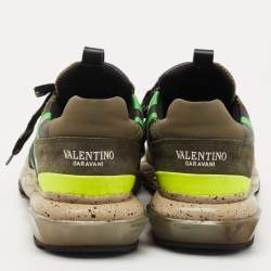 Valentino Multicolor Mesh And Leather Camouflage Bounce Low Top Sneakers Size 42