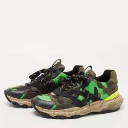Valentino Multicolor Mesh And Leather Camouflage Bounce Low Top Sneakers Size 42