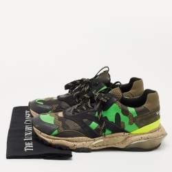 Valentino Multicolor Mesh And Leather Camouflage Bounce Low Top Sneakers Size 42