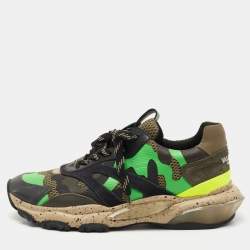 Valentino Multicolor Mesh And Leather Camouflage Bounce Low Top Sneakers Size 42