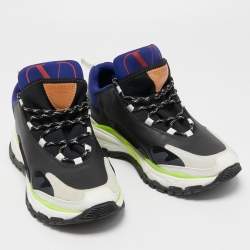 Pre Owned Valentino Tricolor Leather and Suede Low Top Sneakers Size 44