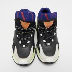 Pre Owned Valentino Tricolor Leather and Suede Low Top Sneakers Size 44