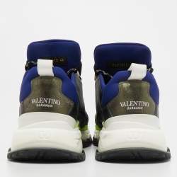 Pre Owned Valentino Tricolor Leather and Suede Low Top Sneakers Size 44