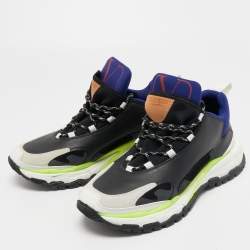 Pre Owned Valentino Tricolor Leather and Suede Low Top Sneakers Size 44