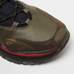 Valentino Green/Red Fabric and Leather Bounce Sneakers Size 44