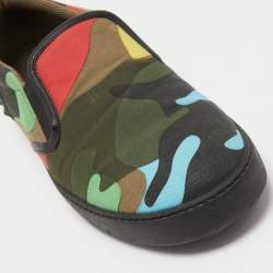 Valentino Multicolor Camouflage Print Canvas And Leather Slip On Sneakers Size 42