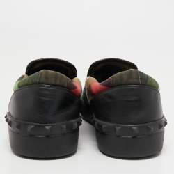 Valentino Multicolor Camouflage Print Canvas And Leather Slip On Sneakers Size 42