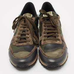 Pre Owned Valentino Multicolor Suede nd Leather Rockrunner Sneakers Size 42