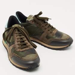 Pre Owned Valentino Multicolor Suede nd Leather Rockrunner Sneakers Size 42