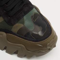 Pre Owned Valentino Multicolor Canvas and Leather Lace Up Sneakers Size 43.5