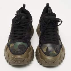 Pre Owned Valentino Multicolor Canvas and Leather Lace Up Sneakers Size 43.5