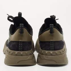 Pre Owned Valentino Multicolor Canvas and Leather Lace Up Sneakers Size 43.5