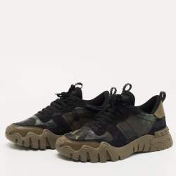 Pre Owned Valentino Multicolor Canvas and Leather Lace Up Sneakers Size 43.5