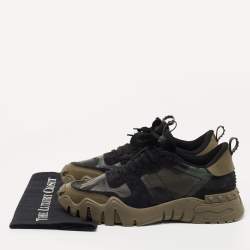 Pre Owned Valentino Multicolor Canvas and Leather Lace Up Sneakers Size 43.5