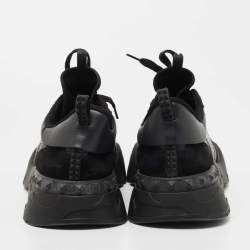 Pre Owned Valentino Black Camo Print Canvas and Leather Rockrunner Sneakers Size 43