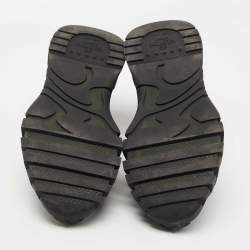 Pre Owned Valentino Black Camo Print Canvas and Leather Rockrunner Sneakers Size 43