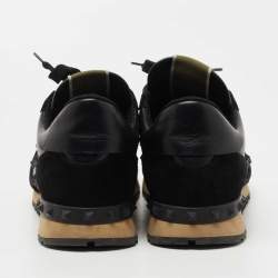 Pre Owned Valentino Black Leather and Suede  Rockstud Sneakers Size 42