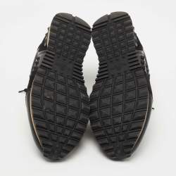 Pre Owned Valentino Black Leather and Suede  Rockstud Sneakers Size 42