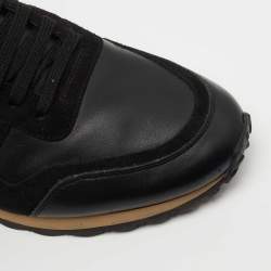 Pre Owned Valentino Black Leather and Suede  Rockstud Sneakers Size 42